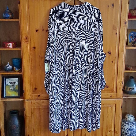 NWT Terra & Sky Navy White Stripe Print Mini Shirt Dress Size 4X - Picture 8 of 12